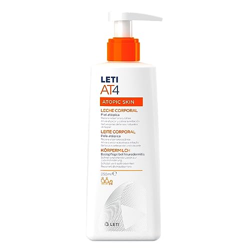 LETI AT4 Körpermilch - Feuchtigkeitsspendende Lotion zum Schutz trockener oder zu Neurodermitis neigender Haut, 250 ml Crema