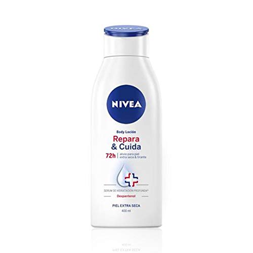 NIVEA Repara & Cuida Body Loción (1 x 400 ml), loción corporal para el cuidado de la piel muy seca y sensible, 72 h de alivio, crema hidratante con sérum y dexpantenol