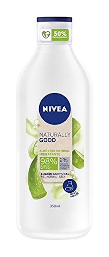 NIVEA Naturally Good Loción Corporal Hidratante con Aloe Vera Natural (350 ml), loción para hidratar 48 horas las pieles secas y normales, loción hidratante corporal