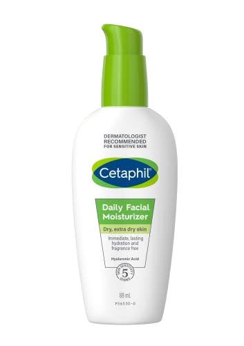 CETAPHIL Crema Hidratante Facial de Día, enriquecida con ácido hialurónico, para pieles sensibles y secas 88ML