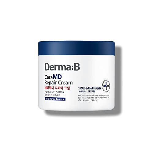 Derma B CeraMD Crema corporal reparadora 430ml, humectante sin perfume para pieles secas y ásperas, alivia la picazón debido a la sequedad, sin fragancia
