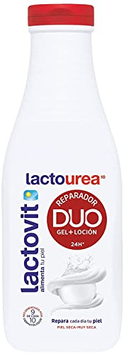 Lactovit Gel + Loción DUO Lactourea, con un 50% de Loción Hidratante Corporal, para Pieles Secas y Muy Secas, 600 ml