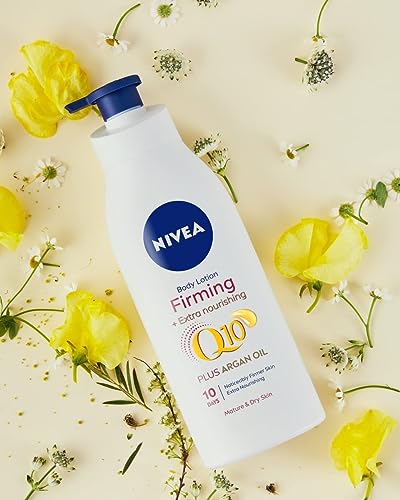 NIVEA Q10 Aceite de Argán Body Milk Reafirmante + Hidratante, Loción corporal vitamina C, Crema hidratante corporal reafirmante, Mejora la elasticidad en 10 días, Aceite de argán, 400 ml