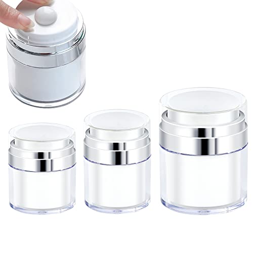 3 Frascos Airless Pump Dispensador Crema, Vacío Botes Rellenables Cosmetic Cream Jar, Portátil Drunk Elephant Container Botellas Viaje (15ml+30ml+50ml)