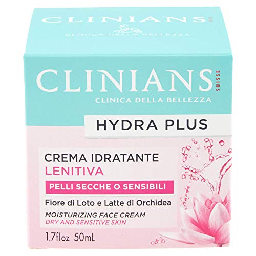 CLINIANS HYDRA PLUS, crema facial hidratante calmante para pieles secas o sensibles, con Flor de Loto y Leche de Orquídea, 50 mL
