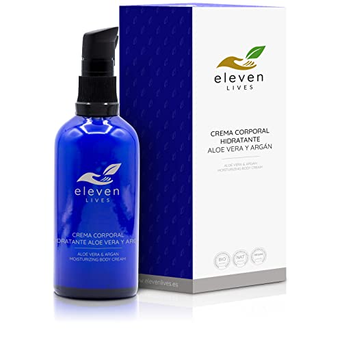ELEVEN LIVES Crema Corporal Hidratante de Aloe Vera y Aceite de Argán 100ml - Crema 100% Natural sin Conservantes ni Químicos - Apto para Todo Tipo de Piel