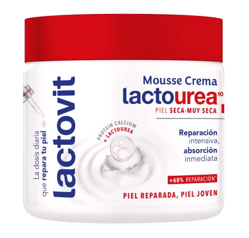Lactovit - Mousse Crème Hidratante Lactourea para Cuerpo y Cara de 24 Horas Duración, para Pieles Secas y Muy Secas - 400 ml