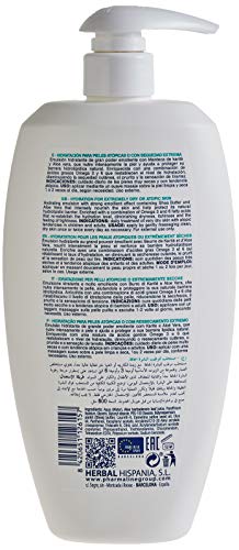 PHARMALINE Body Milk Atopic 500ml | Crema hidratante corporal para pieles atópicas o muy secas. Sin siliconas, parabenos ni sulfatos.