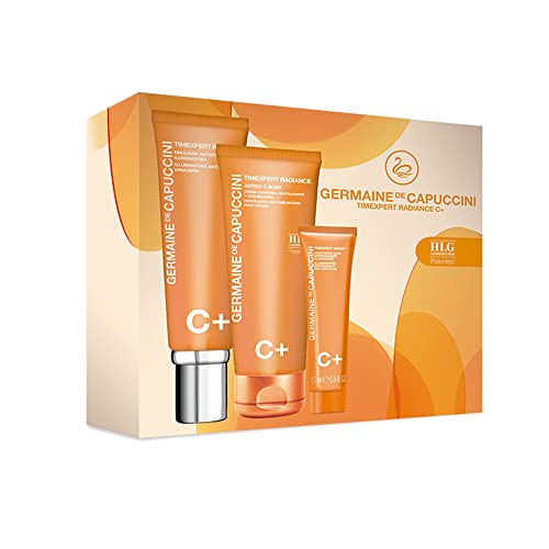 GERMAINE DE CAPUCCINI - Timexpert Radiance C+ | Su Ingrediente principal Vitamina C - Hidratante | Pack Emulsión Facial + Contorno de Ojos + Crema Corporal
