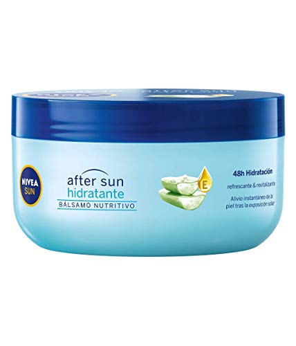 NIVEA SUN After Sun Hidratante Bálsamo Nutritivo (1 x 300 ml), crema hidratante para aliviar y revitalizar la piel, crema reparadora con aloe vera y vitamina E