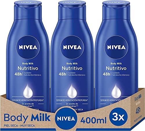 NIVEA Body Milk Nutritivo Leche Corporal Hidratación Profunda, Piel Seca y Muy Seca, (pack de 3 X 400 ml)