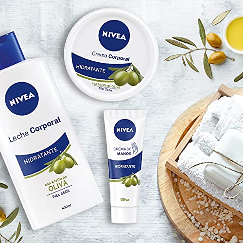 NIVEA Crema Corporal Aceite de Oliva en pack de 3 (3 x 300 ml), crema hidratante corporal con ingredientes naturales, crema para el cuidado de la piel seca