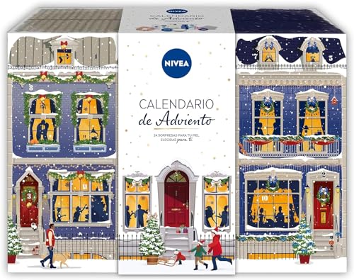 NIVEA Calendario de Adviento de 2023, set de regalo NIVEA con 24 productos imprescindibles, calendario de Navidad con cosméticos y accesorios