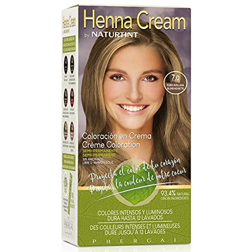 Naturtint | Henna Cream | Coloración Semipermanente Crema Sin Amoniaco | +90% Ingredientes Naturales | Hasta 12 Lavados | 7.0 Rubio Avellana | 110 ml